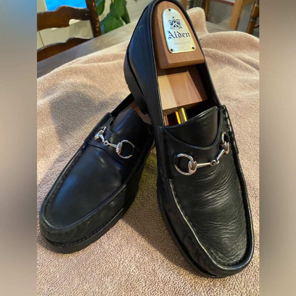 Gucci Horse Bit Loafer Lug Soles Black Leather  Men’s 12D